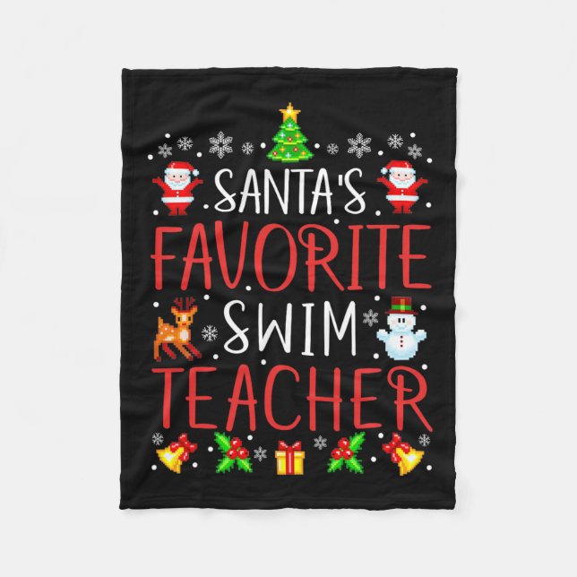 Santa's Favourite Swim Teacher Xmas Matching  Fleece Blanket (Front)
