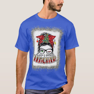 Santa's Favourite Teacher Bleached Teacher ELF Tea T-Shirt