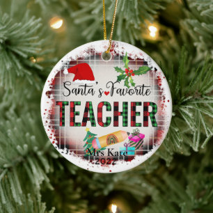 Santa's Favourite Teacher Ceramic Ornament