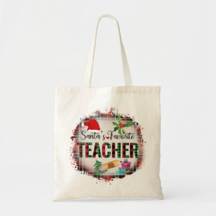 Santa's Favourite Teacher Christmas Appreciation Tote Bag