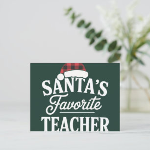 Santa's Favourite Teacher Christmas Teach Students Holiday Postcard
