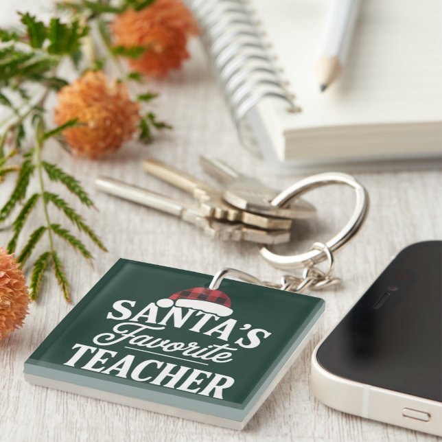 Santa's Favourite Teacher Christmas Teach Students Keychain (Front Right)