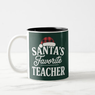 Santa's Favourite Teacher Christmas Teach Students Two-Tone Coffee Mug