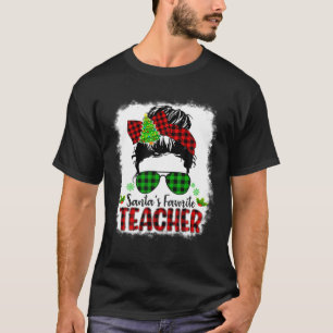 Santa's Favourite Teacher Funny Christmas Santa Re T-Shirt