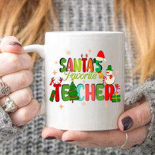 santa's favourite teacher.personalized teacher gif coffee mug