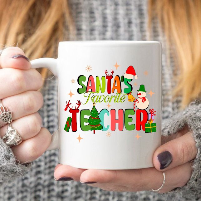 santa's favourite teacher.personalized teacher gif coffee mug (Christian Christmas mug, Christmas mug, Christ mug, santas favorite teacher mug ,teacher gift, )