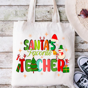 santa's favourite teacher.personalized teacher gif tote bag