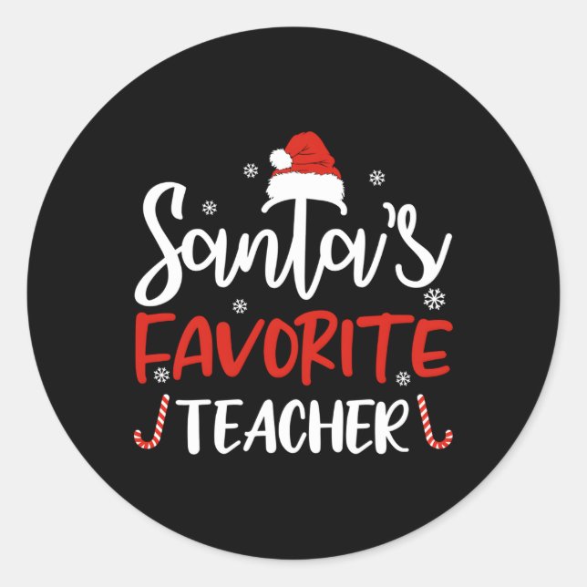 Santa'S Favourite Teacher Santa Classic Round Sticker (Front)