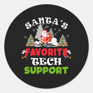 Santa's Favourite Tech Support Funny Christmas Vac Classic Round Sticker