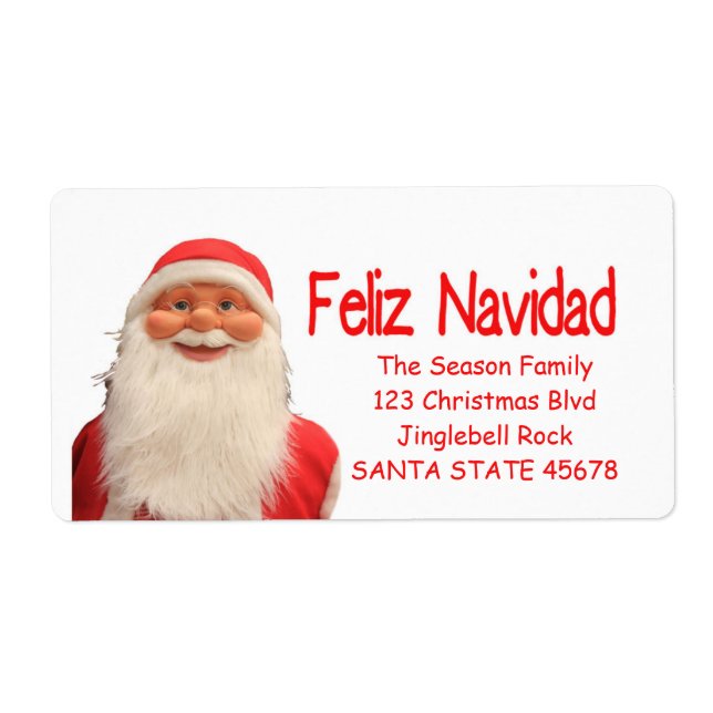 Santa's Feliz Navidad Christmas label (Front)