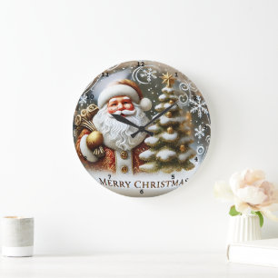 Santa's Festive Cheer" - Classic Christmas Wall Large Clock
