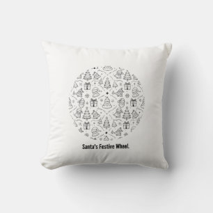 Santa's Festive Wheel T-Shirt   Minimalist Circula Throw Pillow