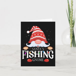 Santa's Fishing Gnome Matching Christmas Pajama  Card
