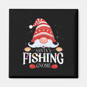 Santa's Fishing Gnome Matching Christmas Pajama Magnet