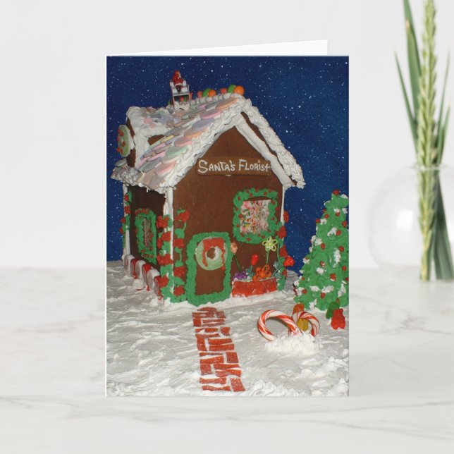 Santa's Florist Gingerbread House Card (Front)