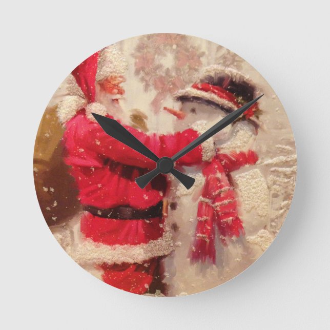  Santa's Frosty Christmas Round Clock (Front)