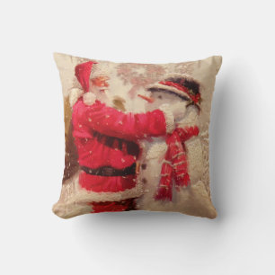 Santa's Frosty Christmas Throw Pillow