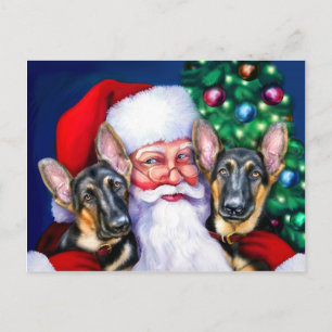 Santa's German Sheperd Dogs Holiday Postcard