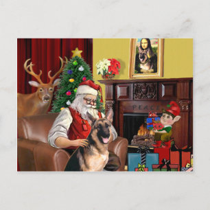 Santa's German Shepherd Holiday Postcard