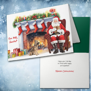 Santa's Gift Berger Picard Dog Christmas Holiday Card