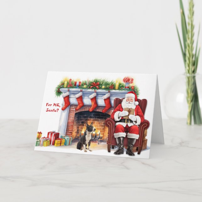 Santa's Gift Black White Bull Terrier Dog Holiday (Front)