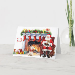 Santa's Gift Bull Terrier Dog Holiday Card