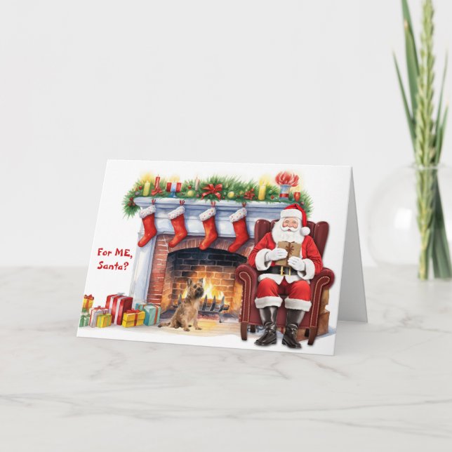 Santa's Gift Cairn Terrier Dog Christmas Holiday Card (Front)