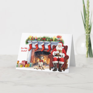 Santa's Gift Catahoula Leopard Dog Holiday Card