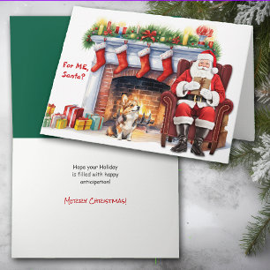 Santa's Gift Corgi Dog Cute Christmas Holiday Card