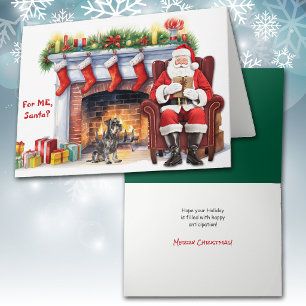 Santa's Gift Miniature Schnauzer Dog Christmas Holiday Card