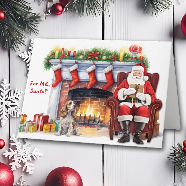 Santa's Gift Parti Cocker Spaniel Dog Holiday Card (Creator Uploaded)