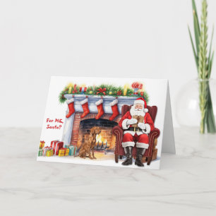 Santa's Gift Vizsla Dog Christmas Holiday Card