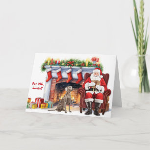 Santa's Gift Weimaraner Dog Christmas Holiday Card
