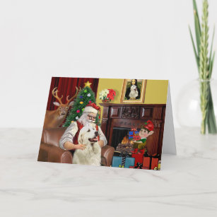 Santa's GreatPyrenees Holiday Card