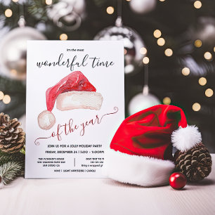 Santa's Hat Holiday Christmas Party Invitation