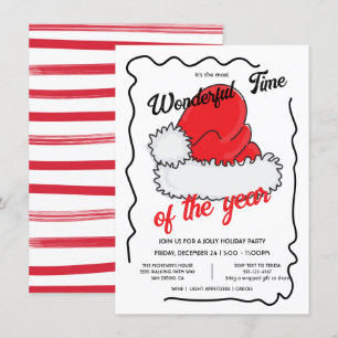 Santa's Hat Holiday Hand drawen Christmas Party Invitation
