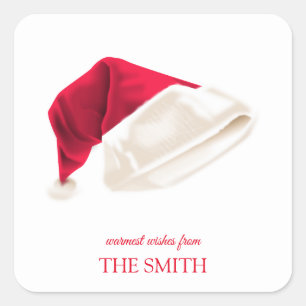 Santa's hat Merry Christmas  Square Sticker