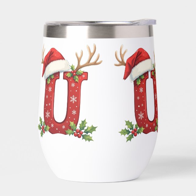 Santa's hat Monogrogram initial U merry Christmas  (Left)