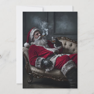 Santa's Having a Smoke and a Drink - Unique Card 