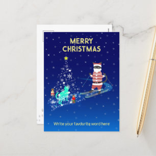 Santa's Heart-Warming Night Holiday Postcard