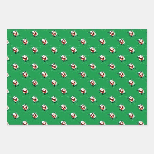 Santa's Helicopter Wrapping Paper Sheet (Front)