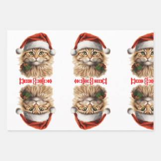 Santa's Helper Cat Cadeaupapier Vellen Set Wrapping Paper Sheet