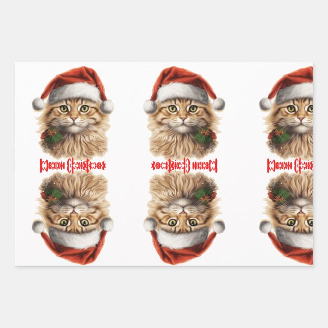 Santa's Helper Cat Cadeaupapier Vellen Set Wrapping Paper Sheet (Front 3)