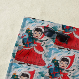 Santa's Helper Christmas  Beach Towel