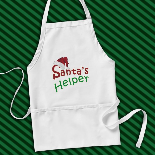 Santa's Helper Christmas Santa Hat Typography Standard Apron (Santa's Helper Christmas Santa Hat Typography Adult Apron)