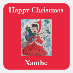 Santa's Helper Christmas Square Sticker