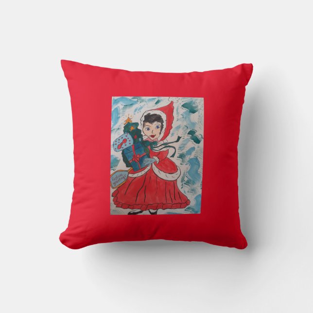 Santa's Helper Christmas  Throw Pillow (Front)