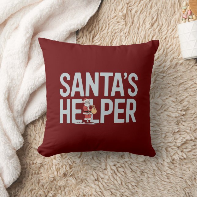 Santa's Helper Christmas Throw Pillow (Blanket)
