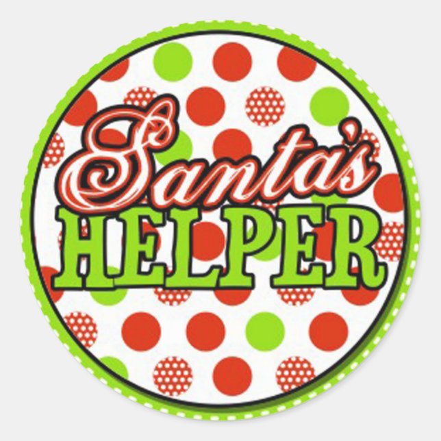 santas helper classic round sticker (Front)