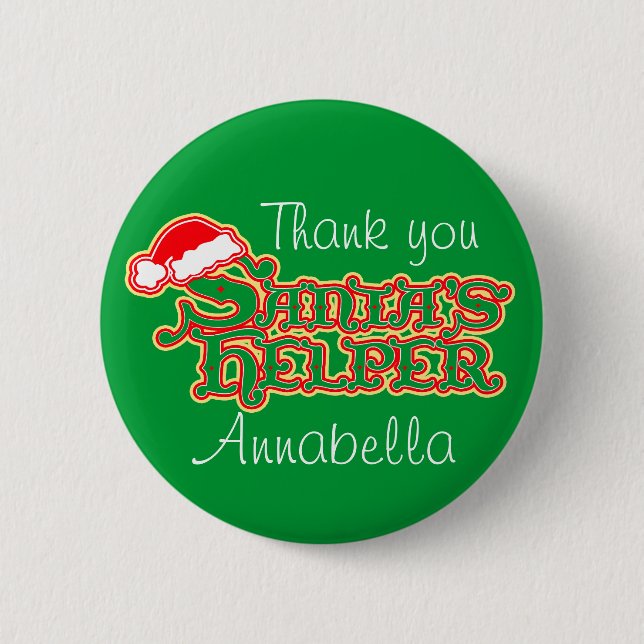 Santa's helper colourful christmas button/badge 2 inch round button (Front)